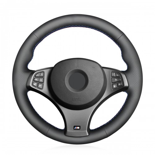 Loncky Auto Custom Fit OEM Black Genuine Leather Car Steering Wheel